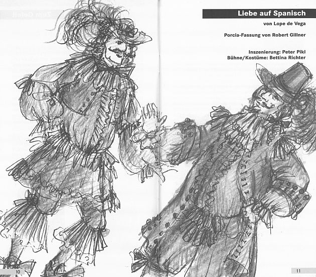 Zeichnung von Bettina Richter im Programmheft (LIEBE AUF SPANISCH)